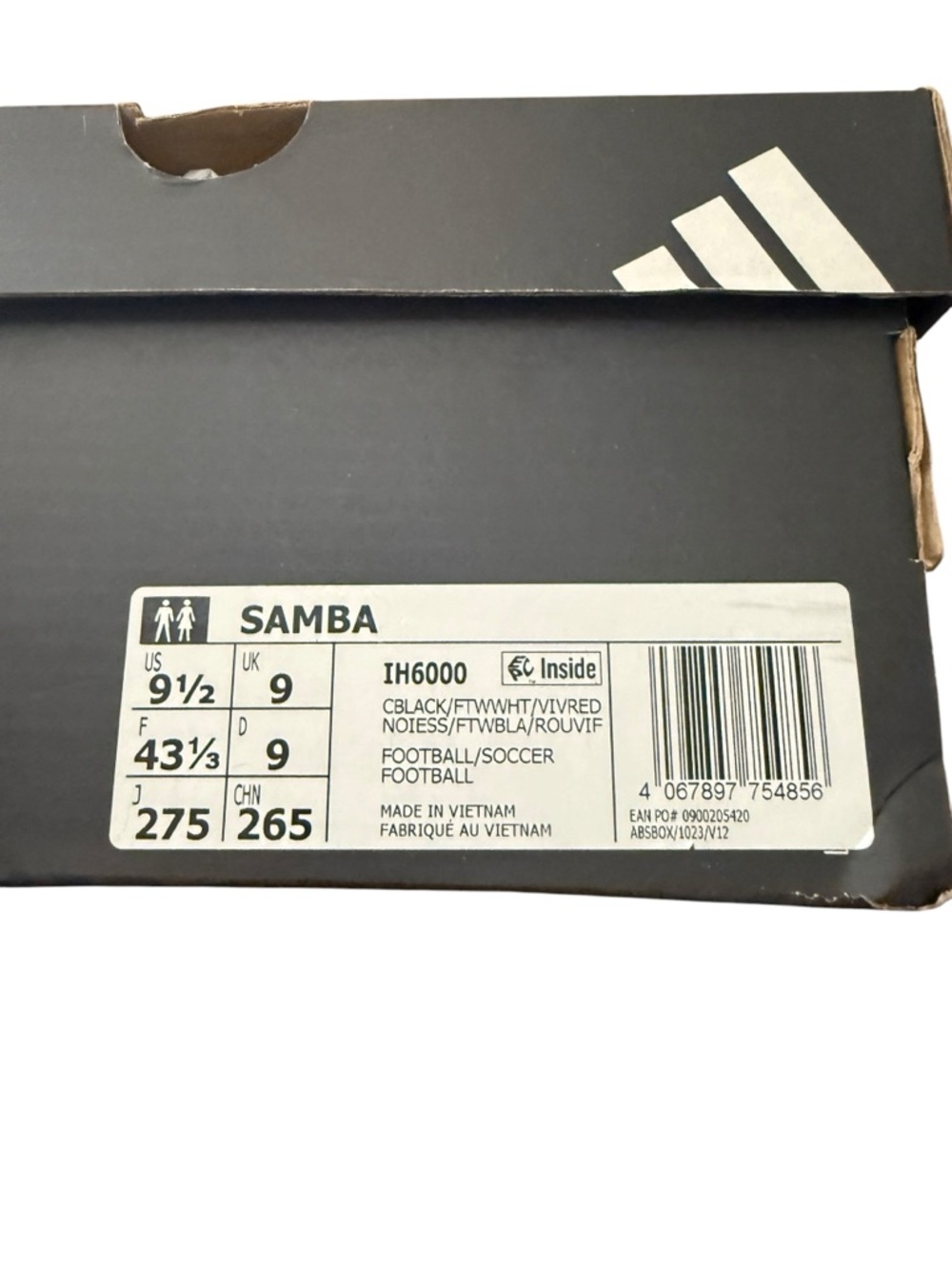 adidas Samba Low-Top Sneakers in Black, White & Gold gum soles, men’s size 9.5 - Picture 7 of 7